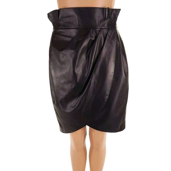 Versace Wrap-effect Pleated Leather Mini Skirt Black IT 42 US 6 NWT US$2,495 - Picture 3 of 16